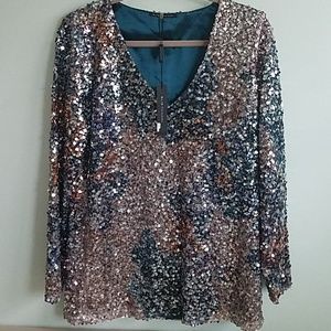 Elie Tahari Sequined Tunic Blouse - Medium BNWT